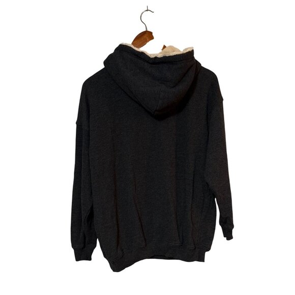 Aerie XS Sherpa-Lined Black Hoodie With Drawstrings & Kangaroo Pocket - Picture 4 of 6